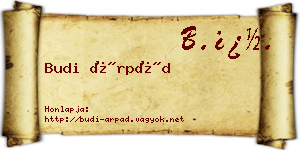 Budi Árpád névjegykártya